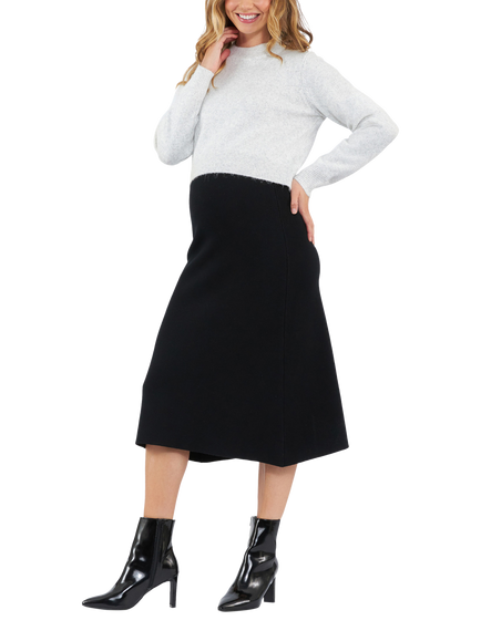 Ripe A-Line Knit Maternity Skirt, Black, Black