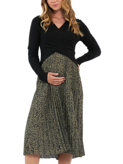 Ripe Cleo Pleated Maternity Skirt, Khaki, Khaki