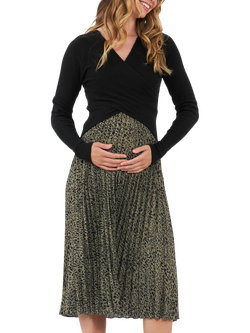 Ripe Cleo Pleated Maternity Skirt, Khaki - view 2, Khaki