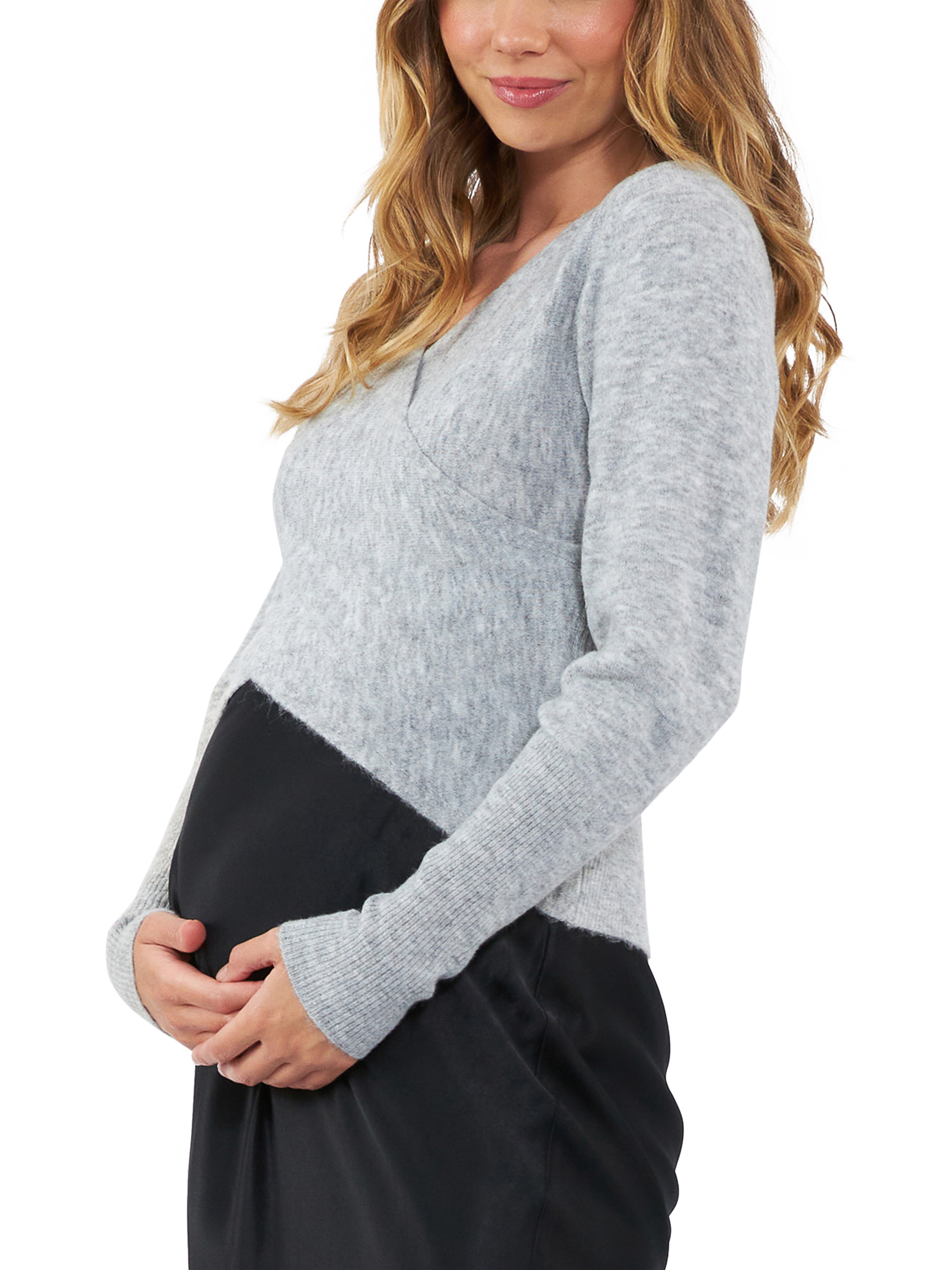 Product image 1 of 3, which shows Ripe Willa Knit Maternity & Nursing Knit, Snow Marle, XS