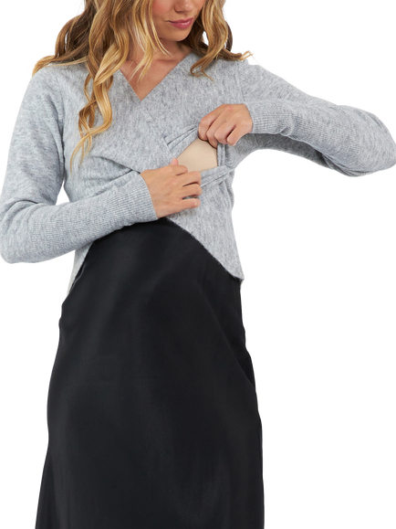 Ripe Willa Knit Maternity & Nursing Knit, Snow Marle - view 2, Snow Marle