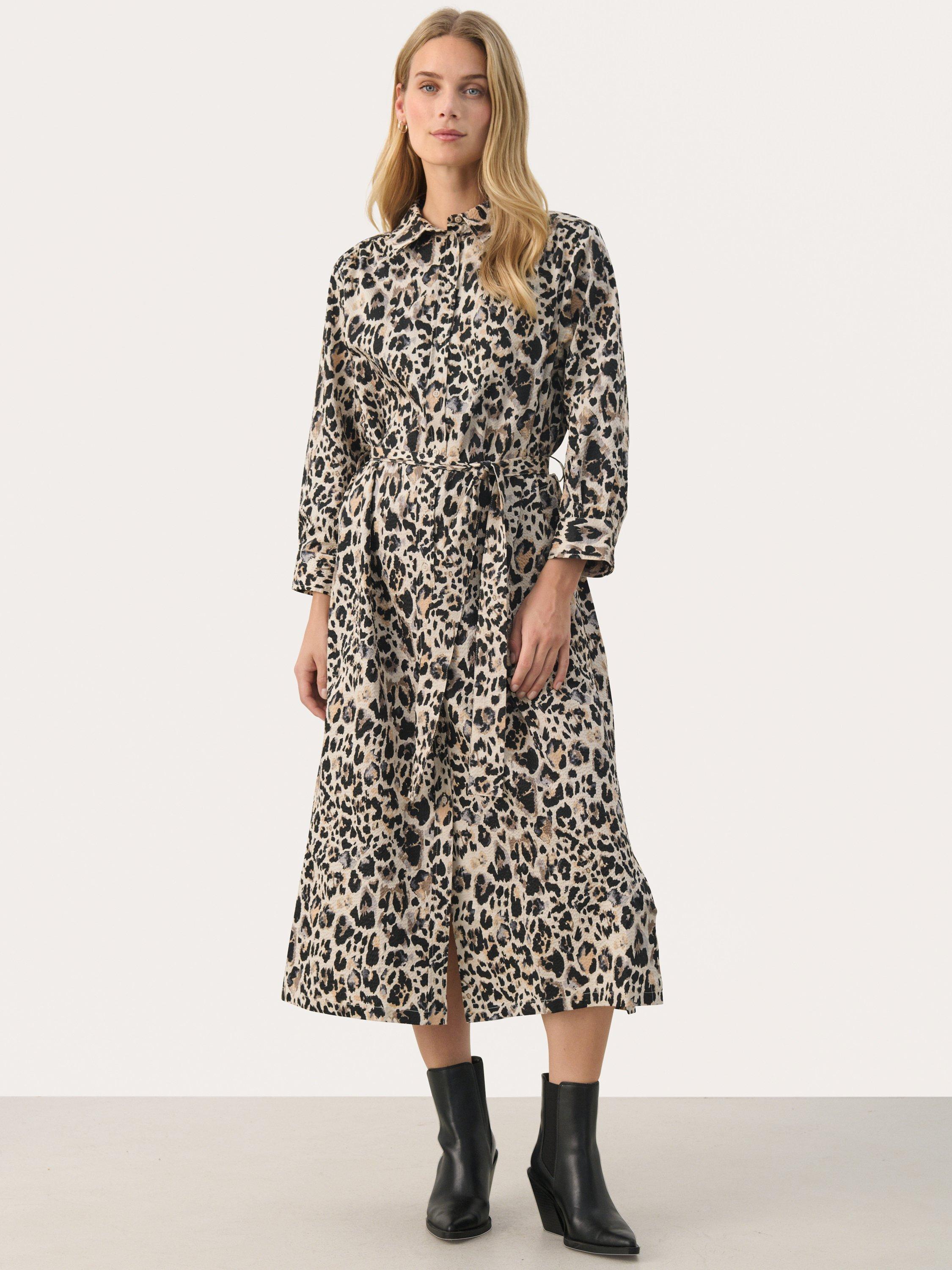 Part Two Binti Leopard Print Midi Shirt Dress Multi