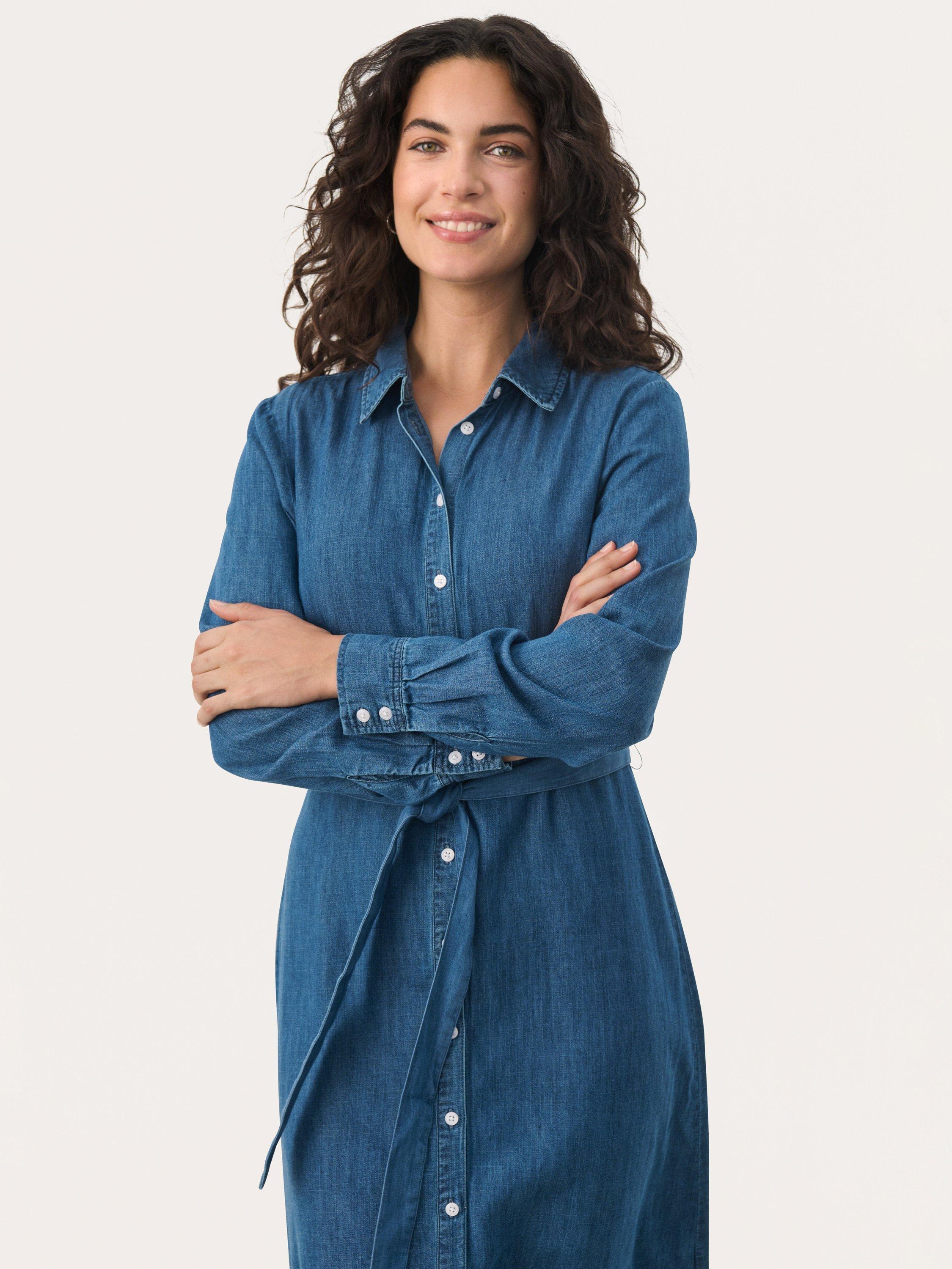Product image 3 of 6, which shows Part Two Cirke Denim Shirt Dress, Medium Blue, 12