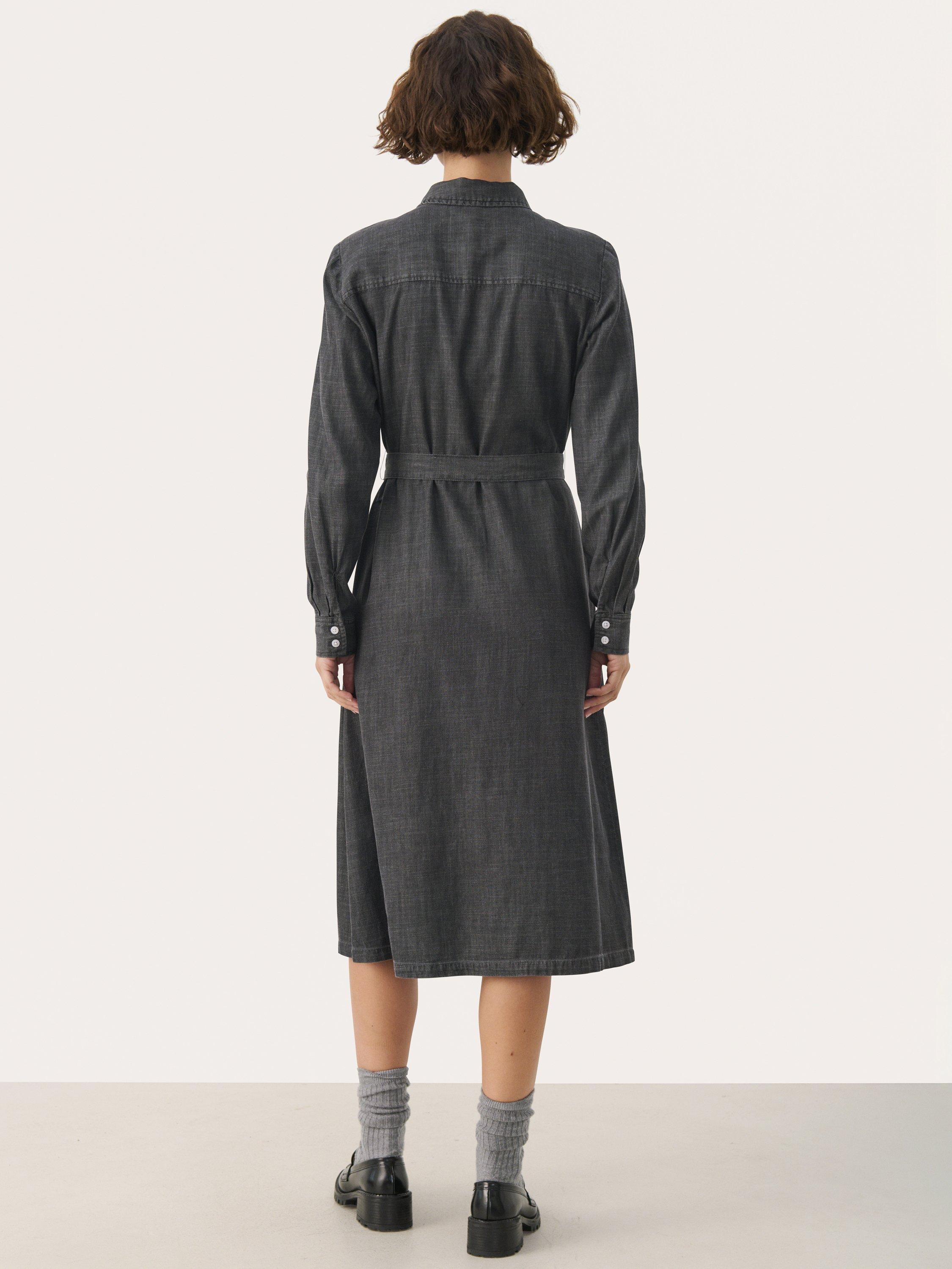 Product image 2 of 6, which shows Part Two Cirke Denim Shirt Dress, Washed Black, 12