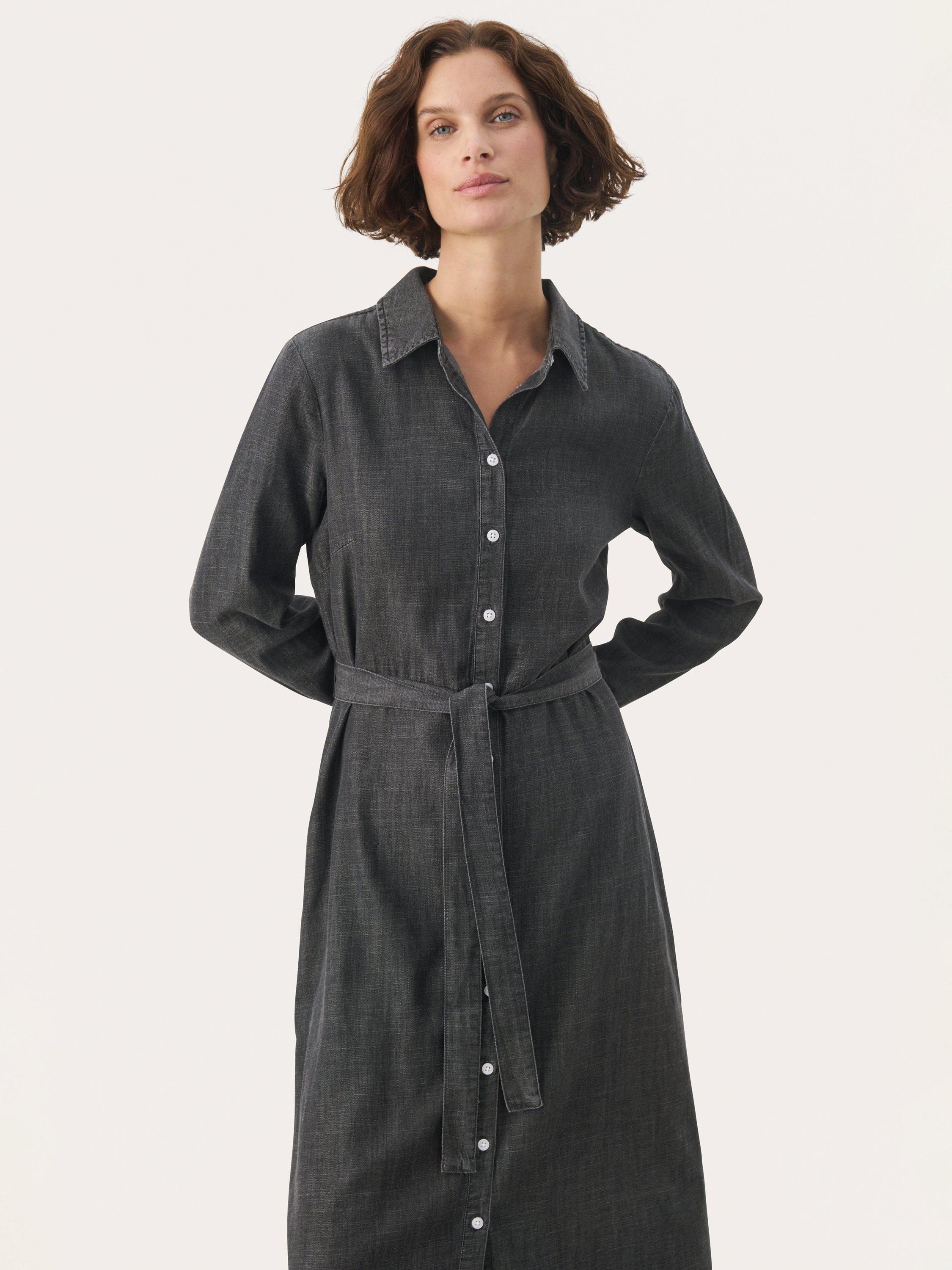 Product image 3 of 6, which shows Part Two Cirke Denim Shirt Dress, Washed Black, 12
