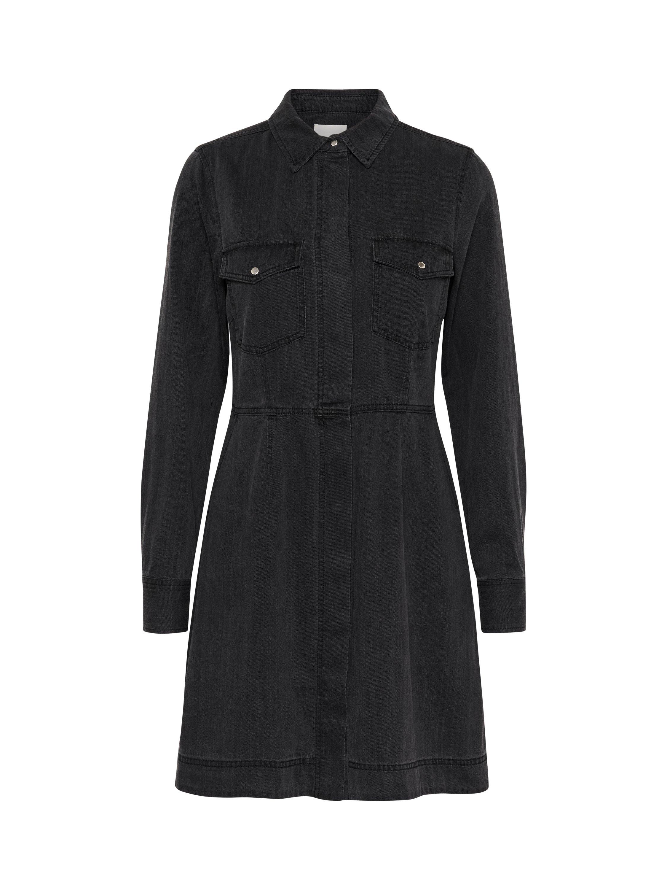 Product image 1 of 2, which shows Part Two Freja Denim Mini Shirt Dress, Washed Black, 14