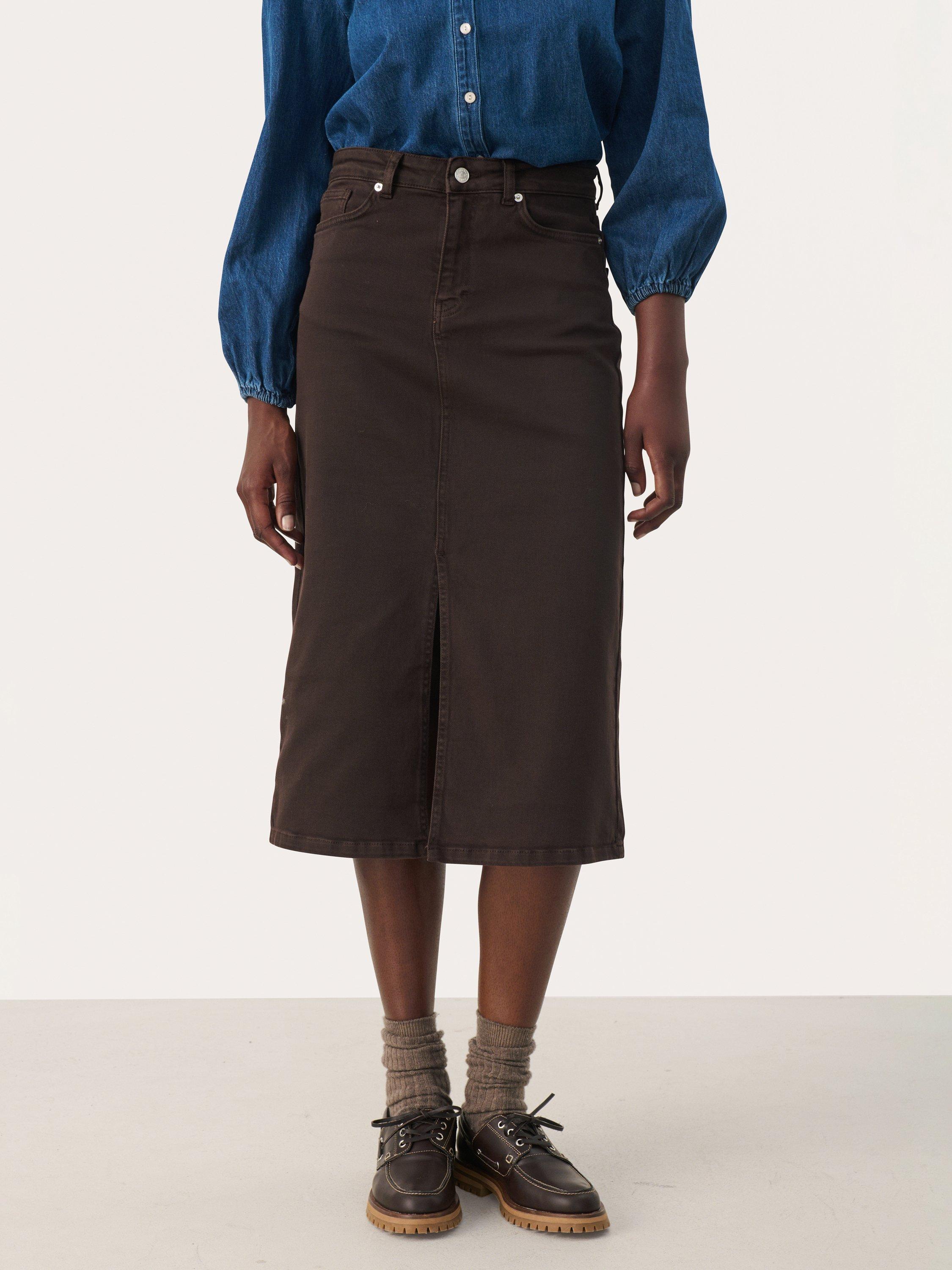 Part Two Dilin Denim Midi Skirt Brown