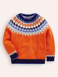 Mini Boden Kids' Eleanor Fair Isle Jumper, Teracotta Orange