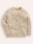 Mini Boden Kids' Heritage Cable Knit Jumper, Ecru