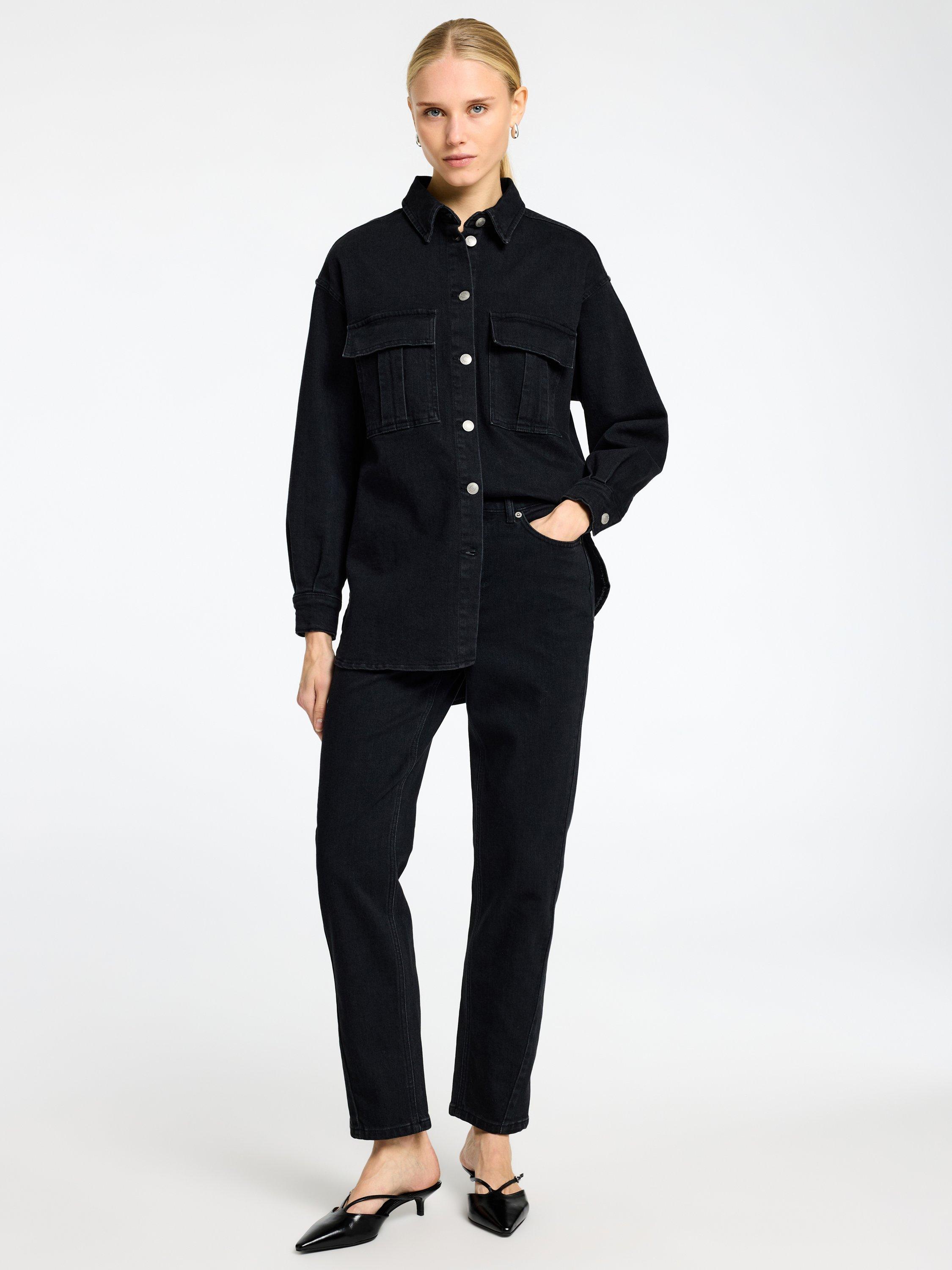 Product image 3 of 6, which shows Selected Iyana Straight Fit Jeans, Black, 26