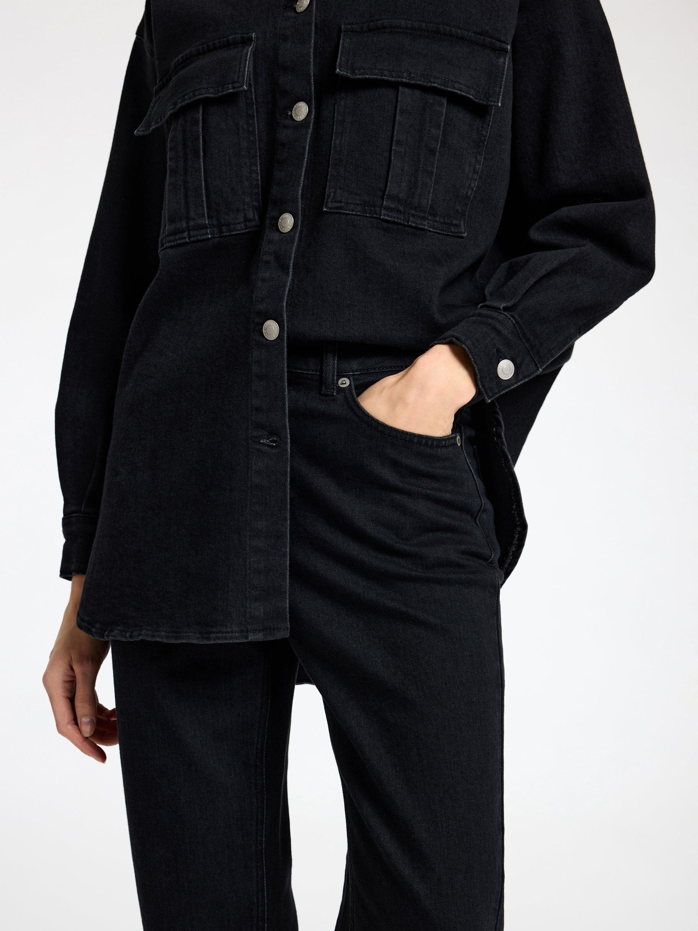 Product image 4 of 6, which shows Selected Iyana Straight Fit Jeans, Black, 26