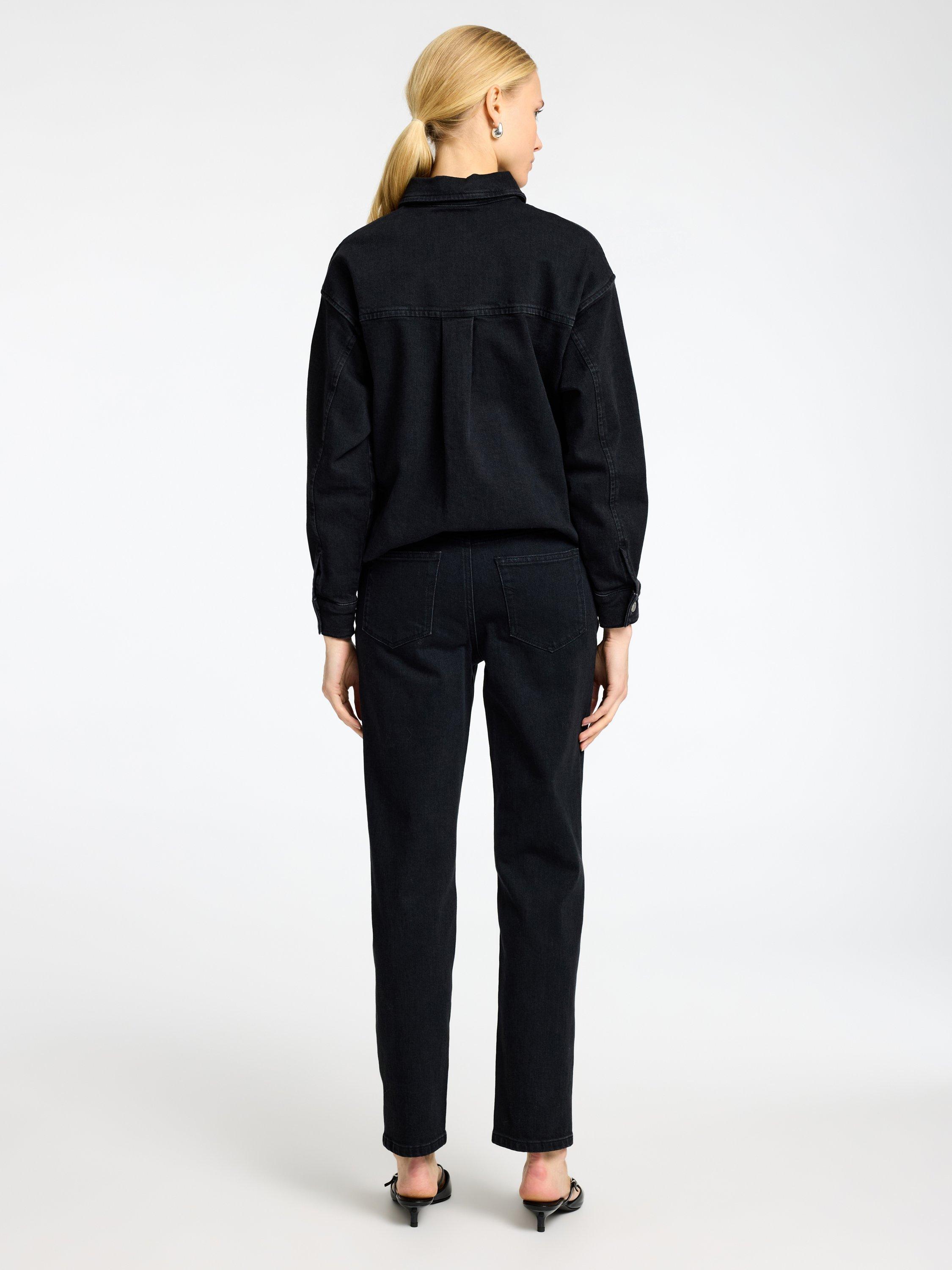 Product image 5 of 6, which shows Selected Iyana Straight Fit Jeans, Black, 26
