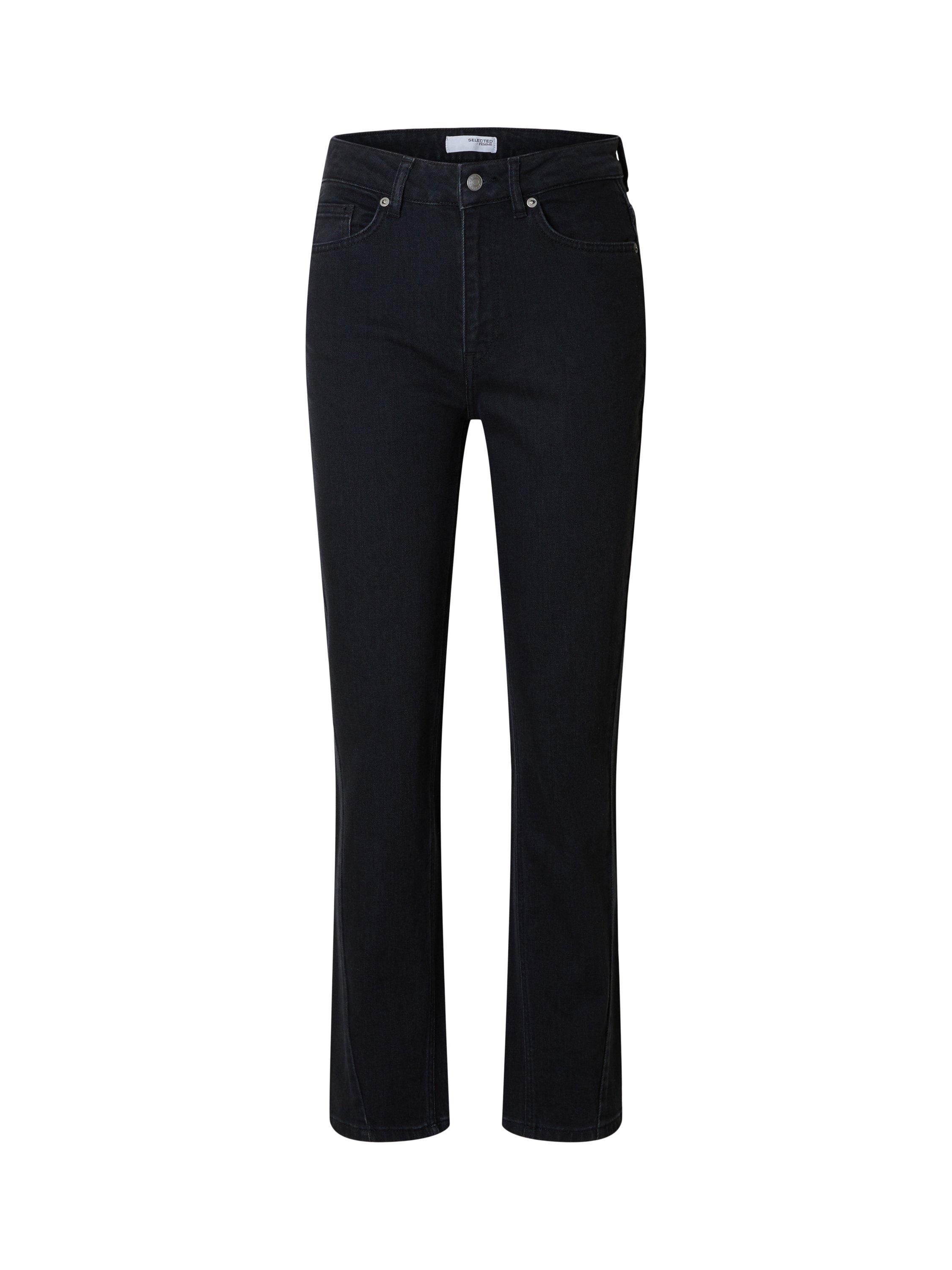 Product image 6 of 6, which shows Selected Iyana Straight Fit Jeans, Black, 26
