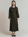 Ghost Zuri Crepe Midi Dress, Dark Green