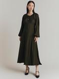 Ghost Zuri Crepe Midi Dress, Dark Green