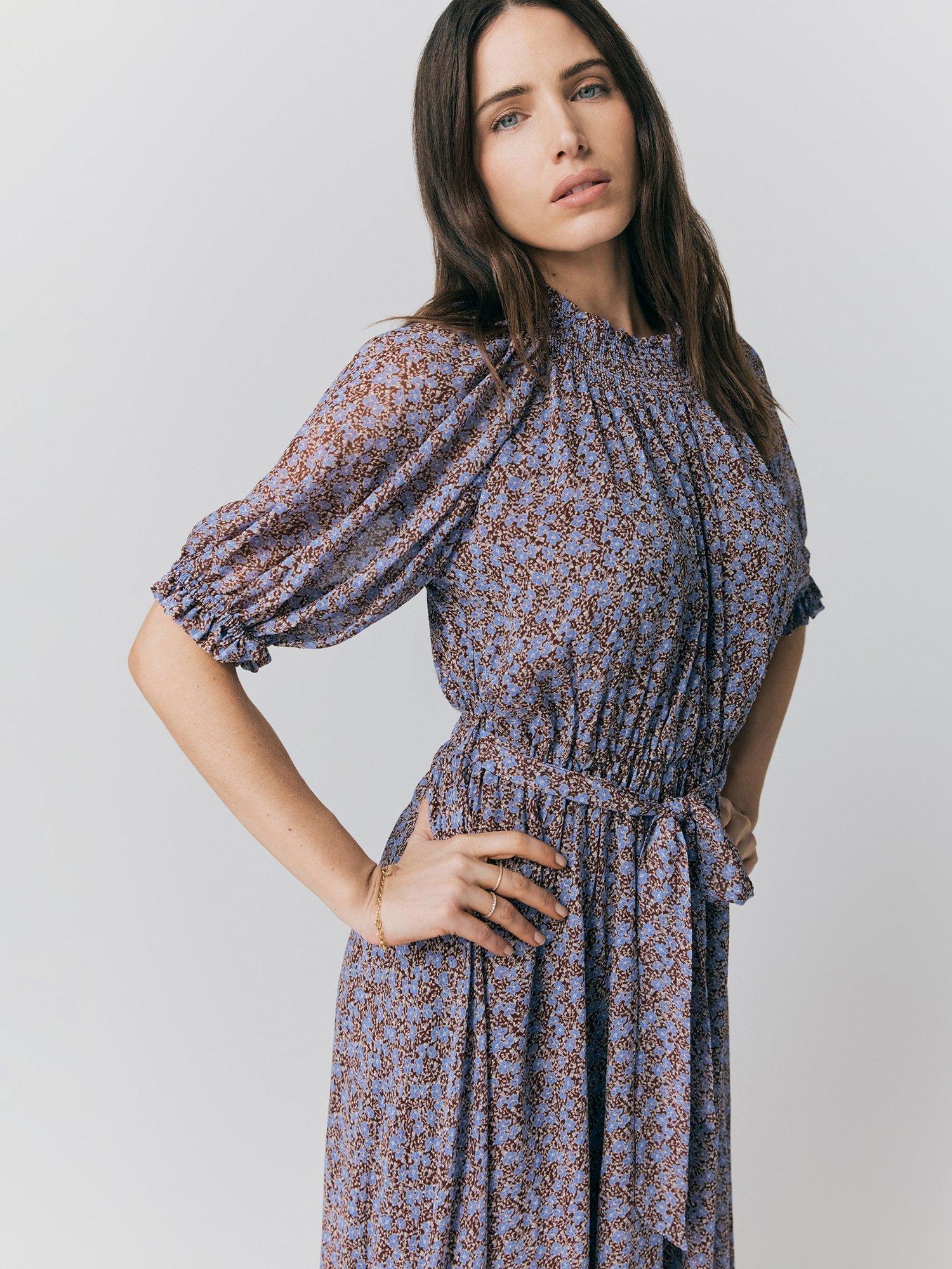 Product image 3 of 4, which shows Ghost Effie Floral Tie Waist Georgette Dress, Multi, XS