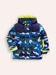 Mini Boden Kids' All-Weather Waterproof Jacket, Greek Blue Camo