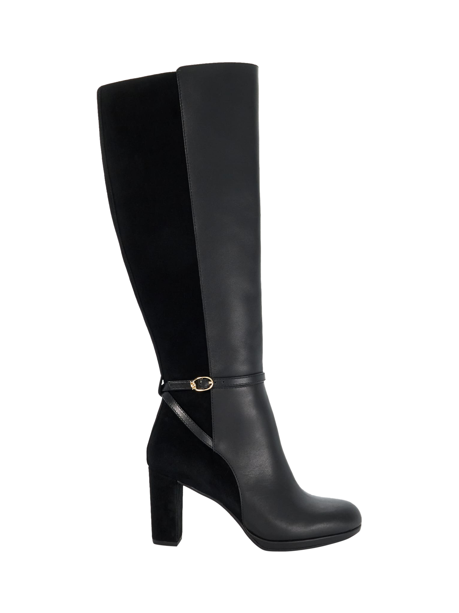 Dune London Tariah Leather Knee High Heeled Boots, Black