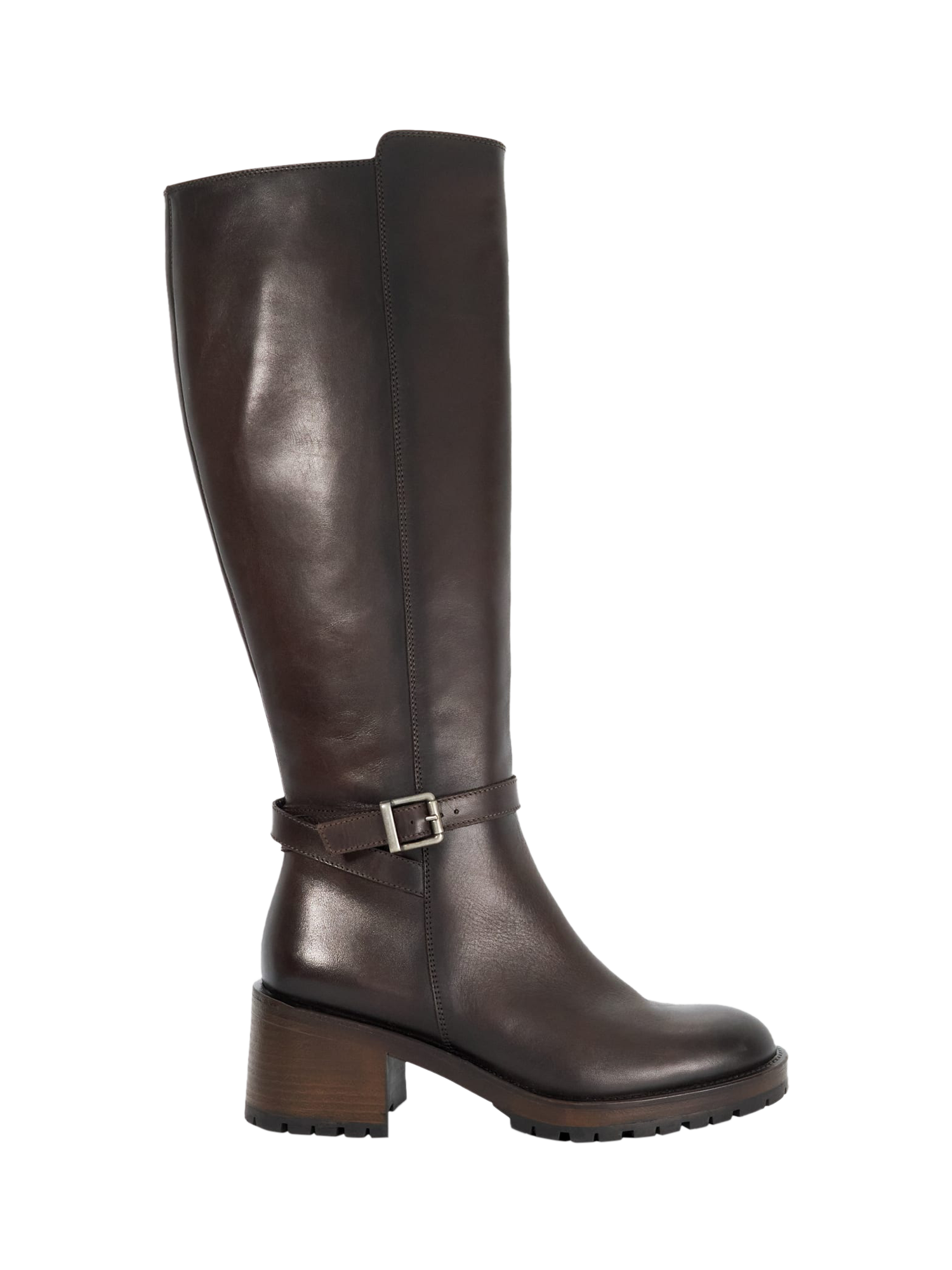 Dune Tassie Leather Knee High Boots Brown