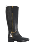Dune London Taylyn Leather Buckle Detail Riding Boots, Tan, Black