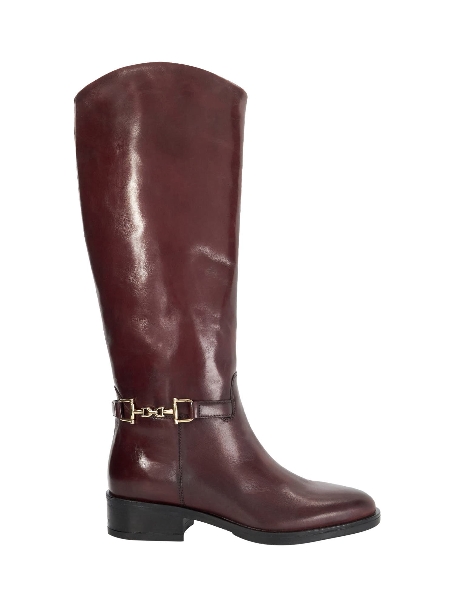 Dune Tucci Leather Knee High Boots Burgundy