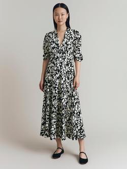 Ghost Madi Floral Midi Dress, Black/Multi - view 2, Black/Multi