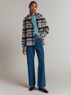 Ghost Daphne Check Wool Blend Coat, Blue/Multi - view 2, Blue/Multi