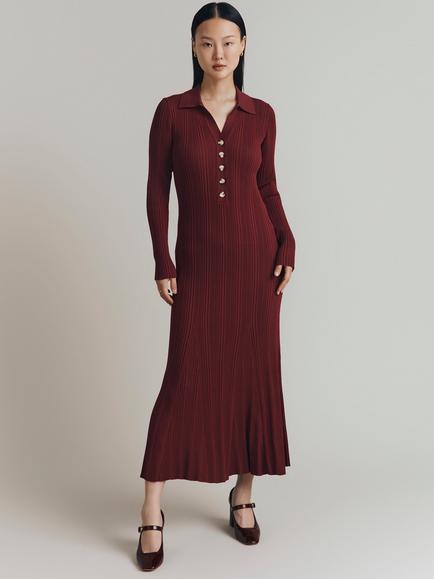Ghost Fern Knit Dress - view 2, Burgundy