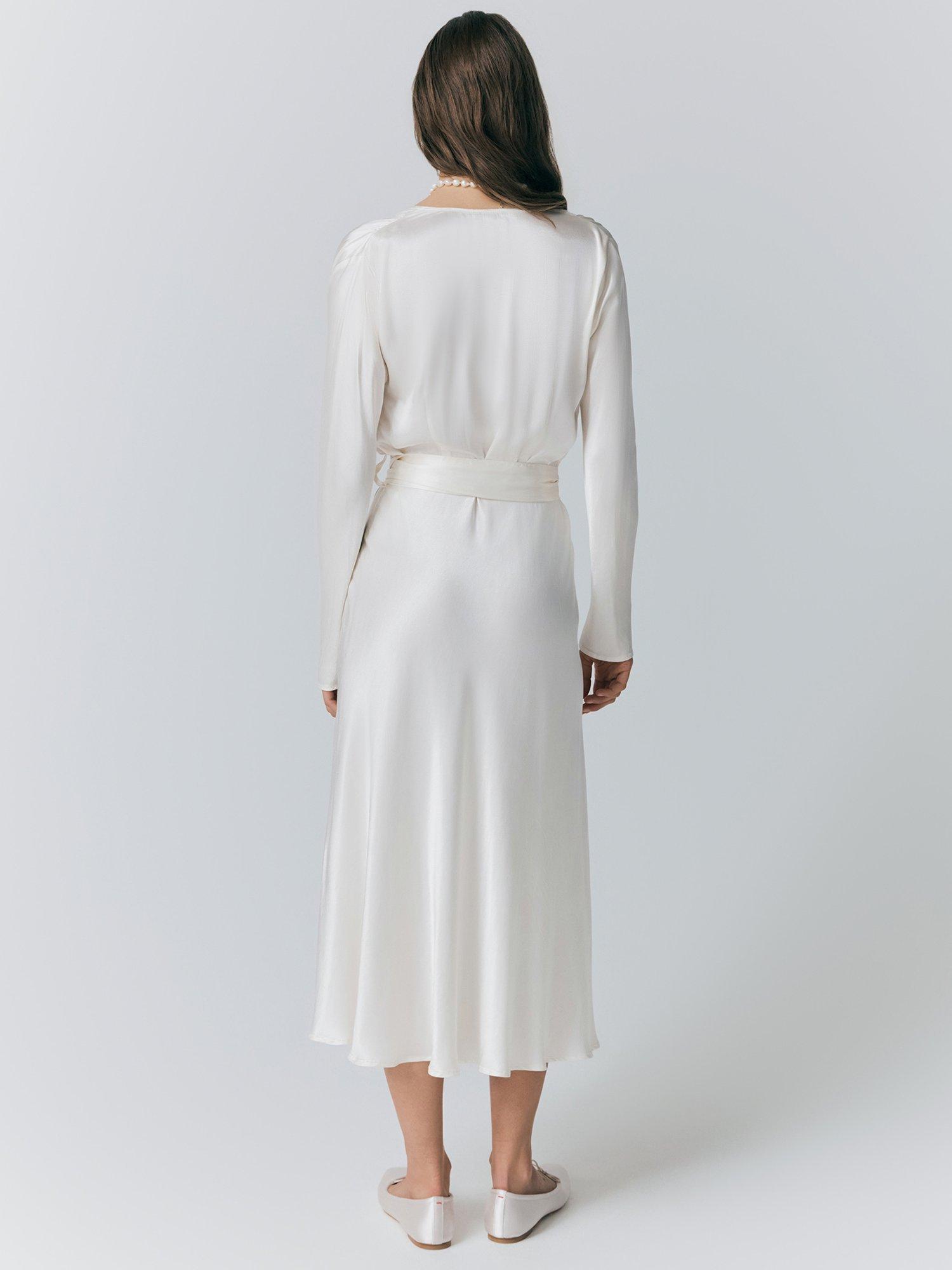 Product image 5 of 5, which shows Ghost Meryl Satin Tie Waist Dress, Ivory, M
