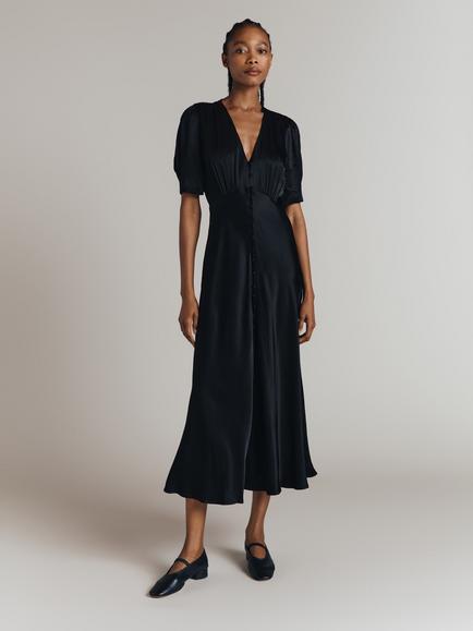 Ghost Madison Satin Dress, Black, Black