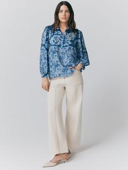 Ghost Josie Floral Puff Sleeve Shirt, Blue, Blue