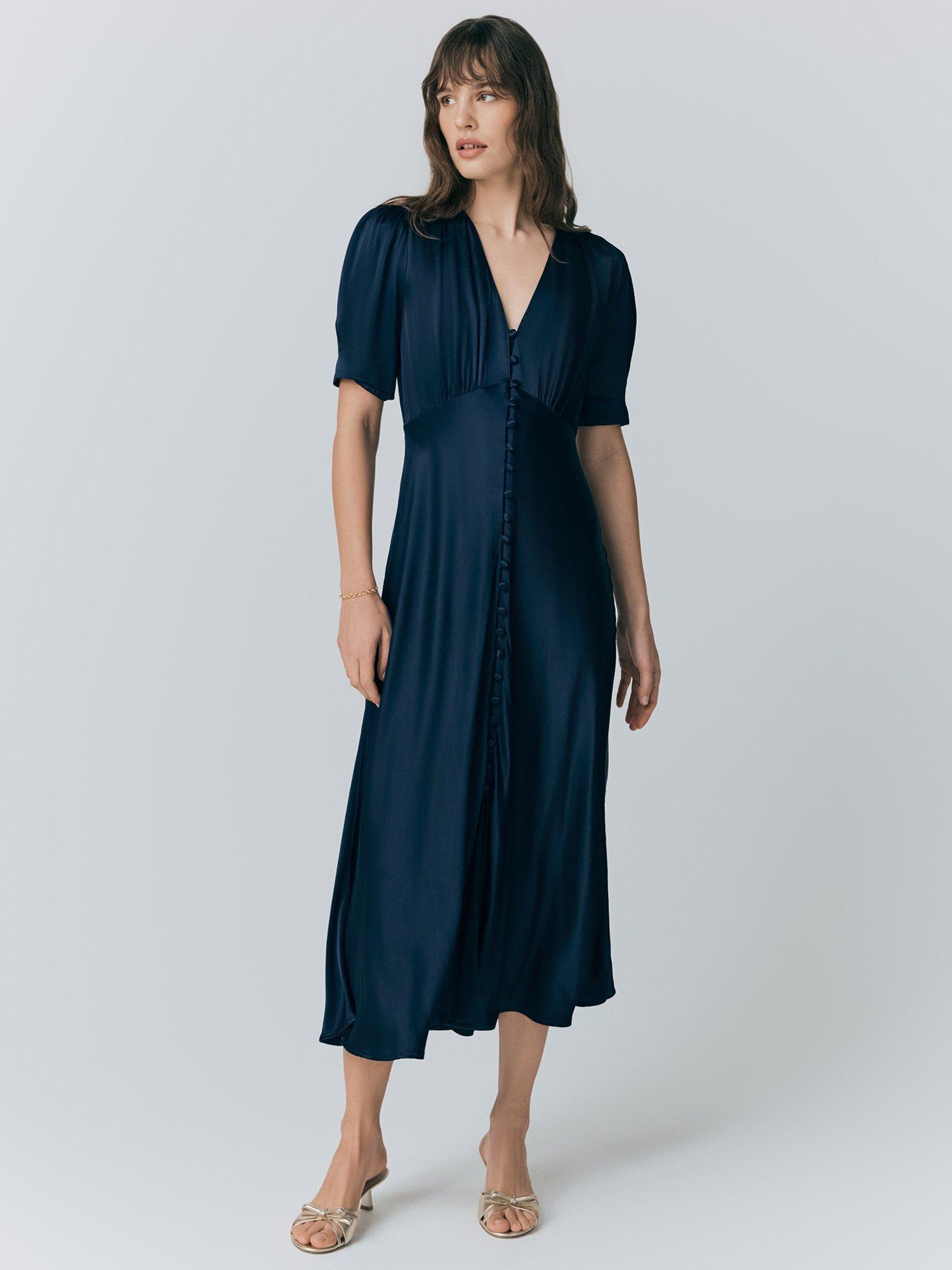 Ghost Madison Satin Dress Navy