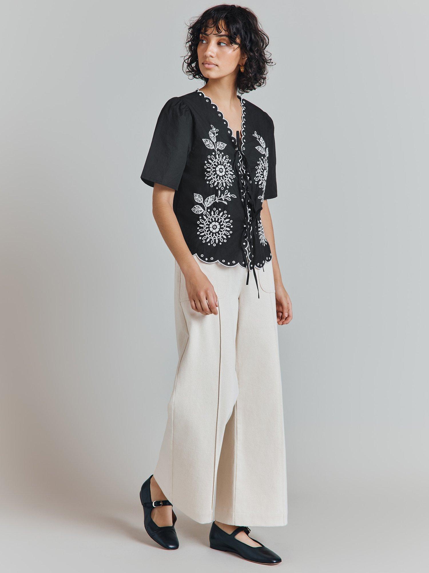 Product image 2 of 6, which shows Ghost Corinne Embroidered Top, Black, XXL