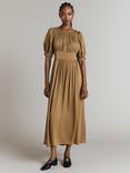 Ghost Anouk Shirred Midi Dress, Ochre