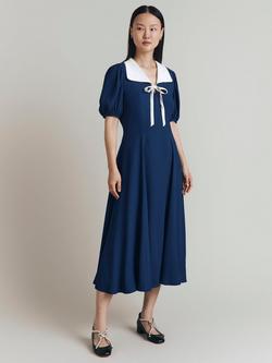 Ghost Kami Puff Sleeve Tea Dress, Blue - view 2, Blue