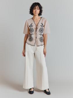 Ghost Corinne Embroidered Top - view 2, Stone