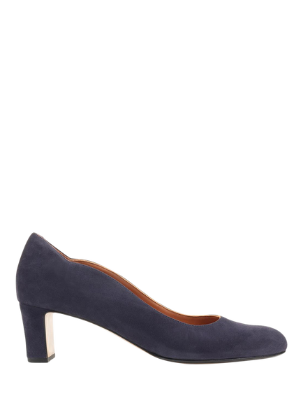 Jones Bootmaker Zoey Suede Scallop Heeled Courts, Navy