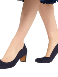 Jones Bootmaker Zoey Suede Scallop Heeled Courts, Navy