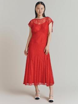 Ghost Aletta Midi Dress, Red - view 2, Red