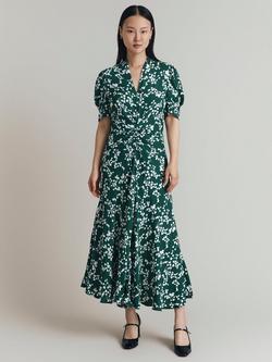 Ghost Capri Floral Puff Sleeve Dress, Green, Green