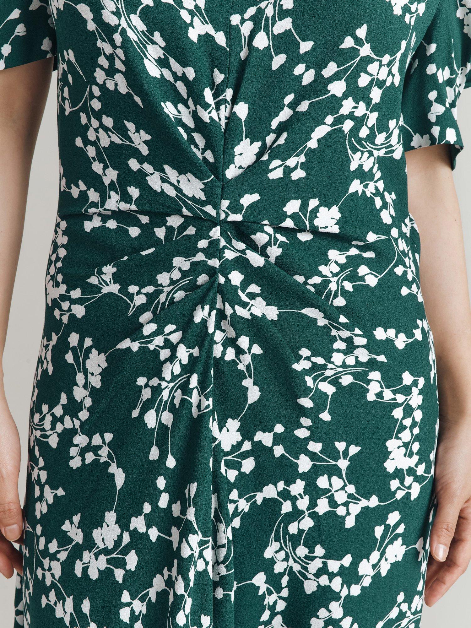 Product image 4 of 5, which shows Ghost Capri Floral Puff Sleeve Dress, Green, XS