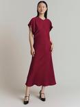 Ghost Dara Drape Midi Dress, Red