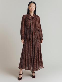 Ghost Orla Georgette Floral Dress, Brown/Multi - view 2, Brown/Multi