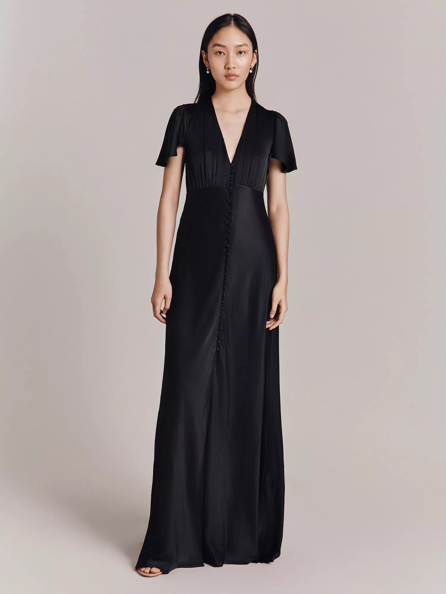 Ghost Delphine Bias Cut Satin Maxi Dress