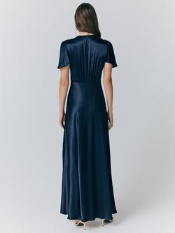 Ghost Delphine Bias Cut Satin Maxi Dress - view 2, Navy