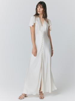 Ghost Delphine Bias Cut Satin Maxi Dress, Ivory