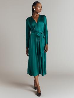 Ghost Meryl Satin Dress, Emerald Sea - view 2, Emerald Sea