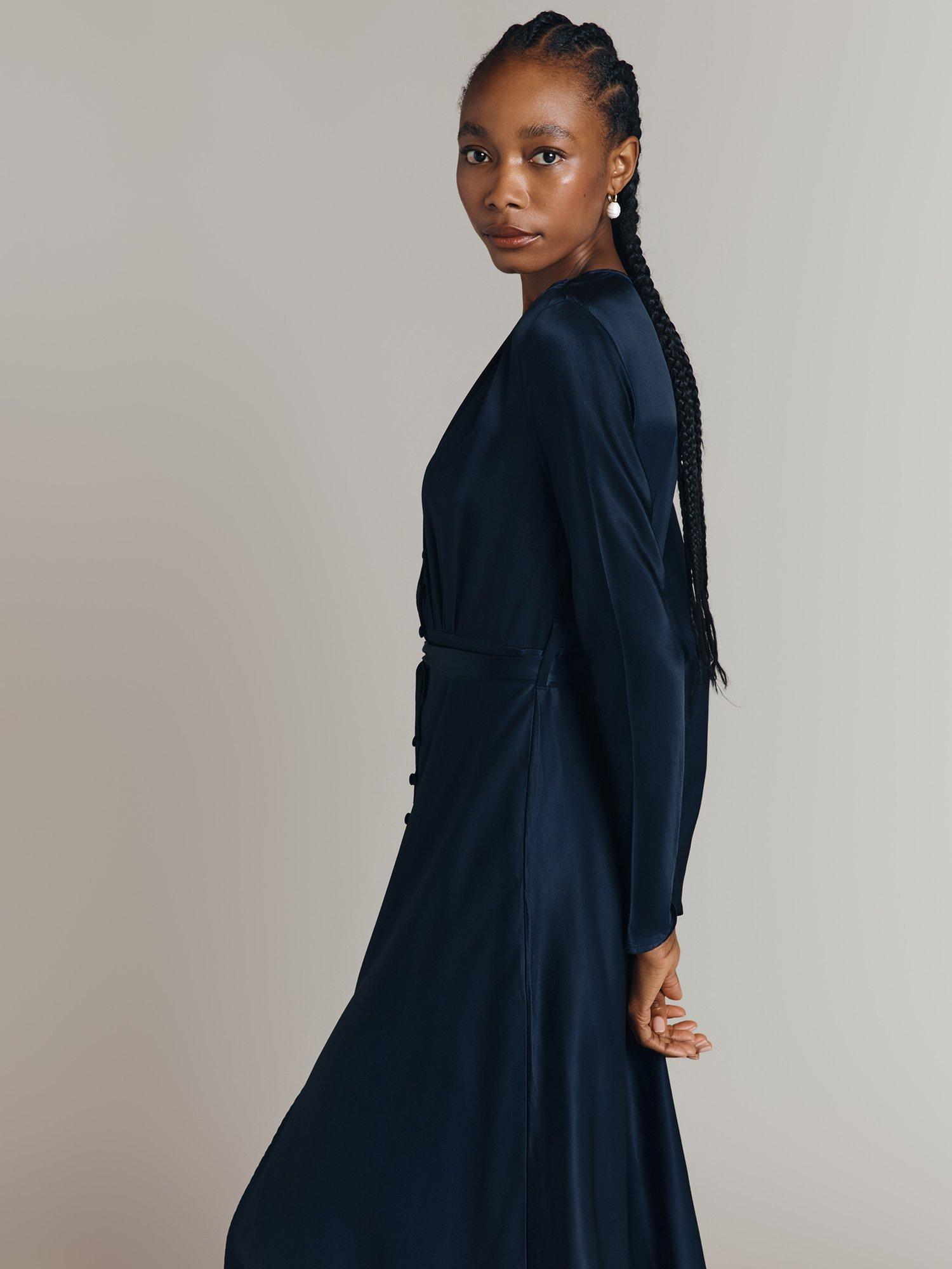 Product image 4 of 5, which shows Ghost Meryl Satin Dress, Navy, XXL