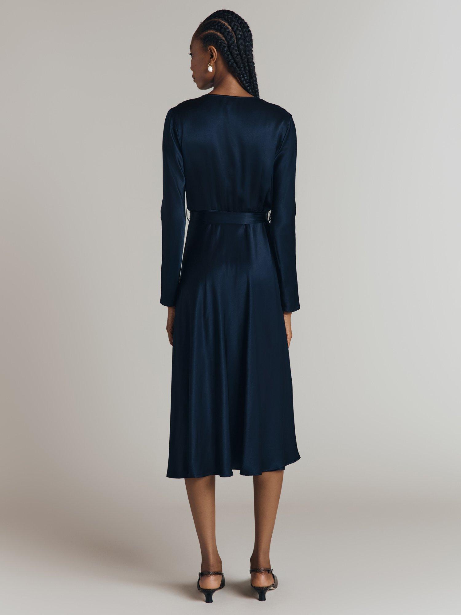 Product image 5 of 5, which shows Ghost Meryl Satin Dress, Navy, XXL