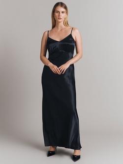 Ghost Winnie Satin Maxi Slip Dress, Black